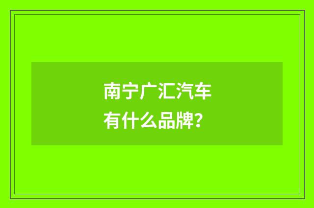 南宁广汇汽车有什么品牌?
