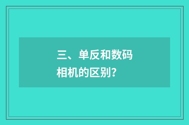 三、单反和数码相机的区别?