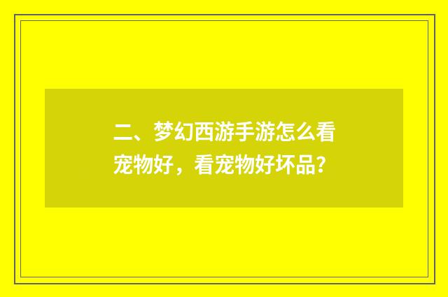 二、梦幻西游手游怎么看宠物好,看宠物好坏品?