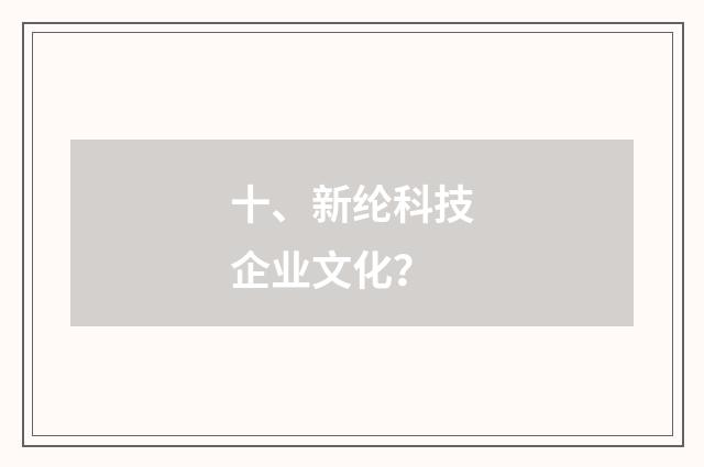 十、新纶科技企业文化？