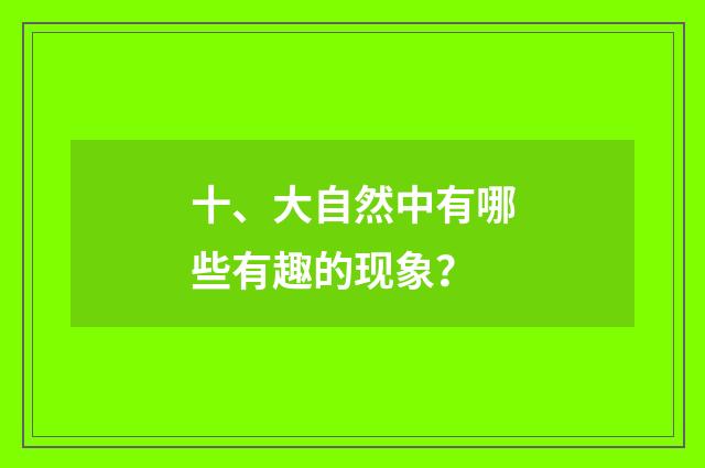 十、大自然中有哪些有趣的现象?