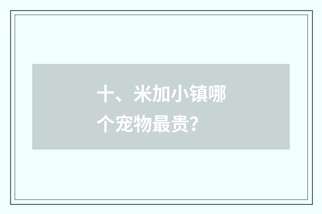 十、米加小镇哪个宠物最贵?