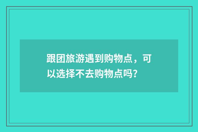跟团旅游遇到购物点，可以选择不去购物点吗？