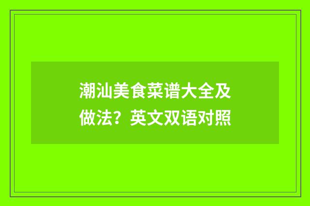 潮汕美食菜谱大全及做法？英文双语对照
