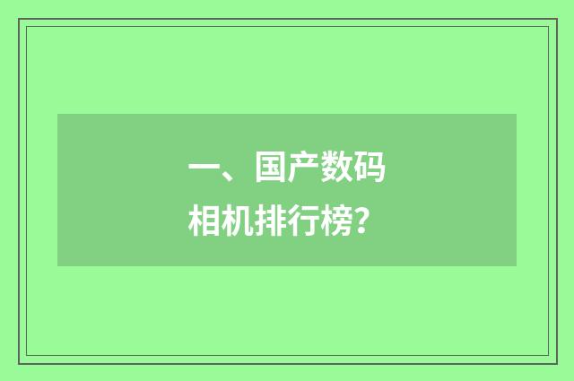 一、国产数码相机排行榜?