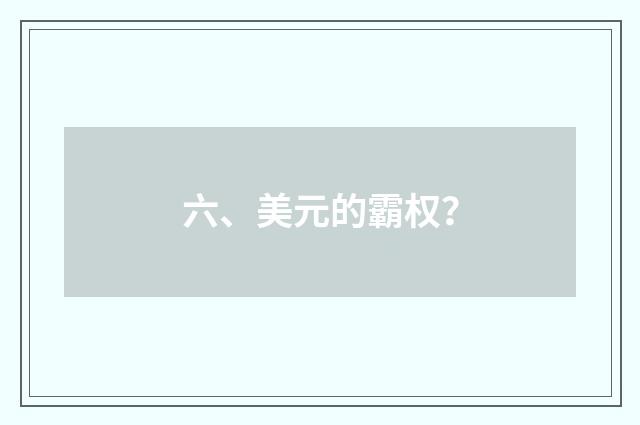 六、美元的霸权？