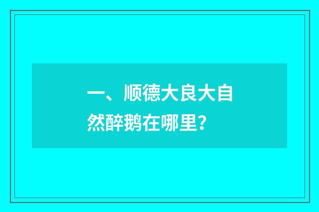 一、顺德大良大自然醉鹅在哪里?