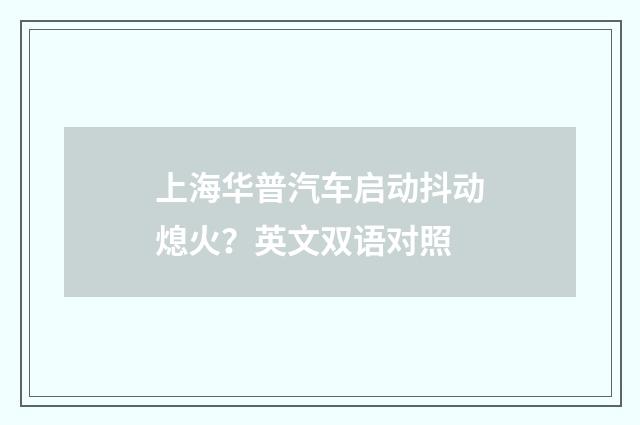 上海华普汽车启动抖动熄火？英文双语对照