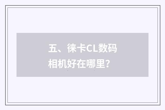 五、徕卡CL数码相机好在哪里？