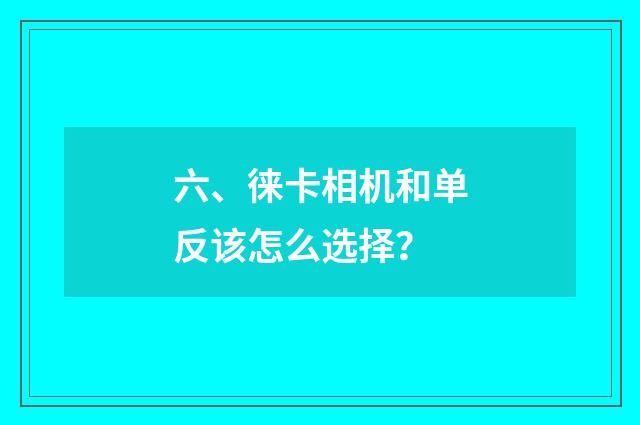 六、徕卡相机和单反该怎么选择?