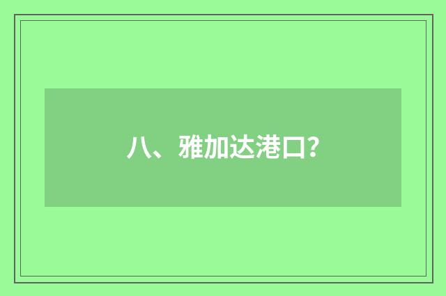 八、雅加达港口？