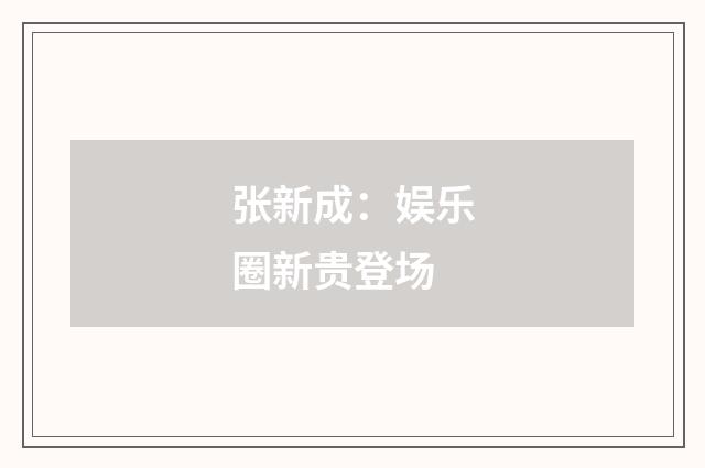 张新成:娱乐圈新贵登场