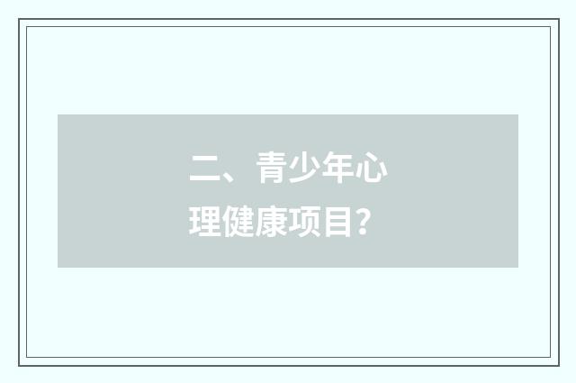 二、青少年心理健康项目?