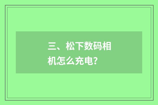 三、松下数码相机怎么充电?