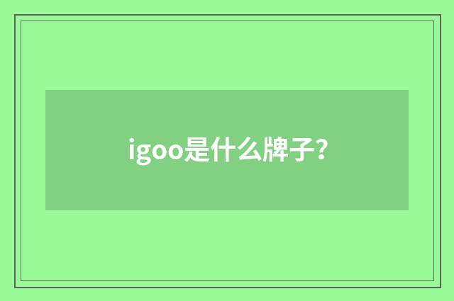igoo是什么牌子？