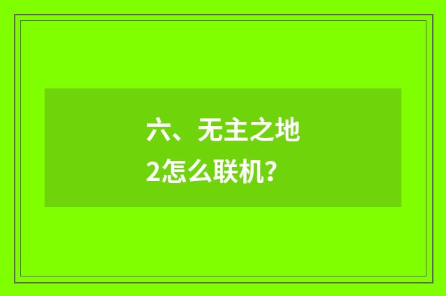 六、无主之地2怎么联机？