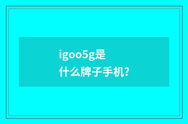 igoo5g是什么牌子手机?