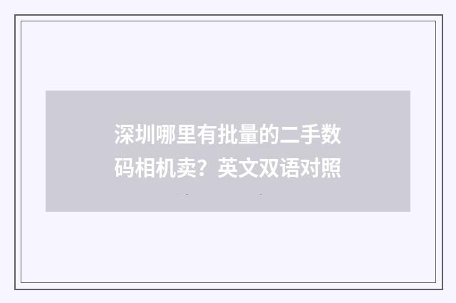 深圳哪里有批量的二手数码相机卖?英文双语对照