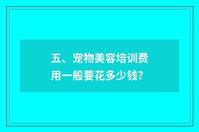 五、宠物美容培训费用一般要花多少钱？