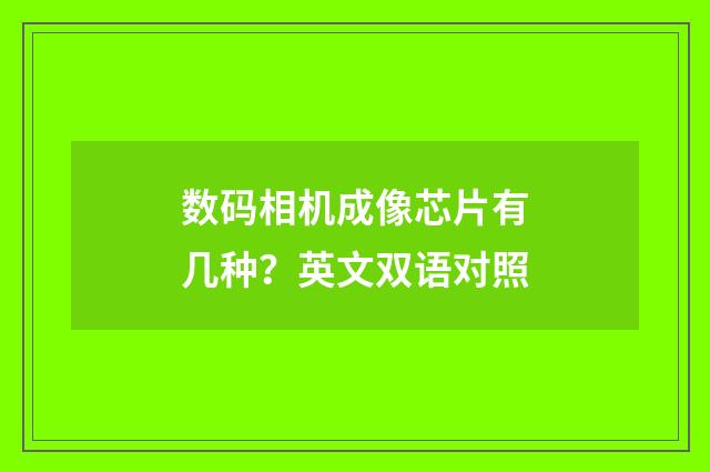 数码相机成像芯片有几种?英文双语对照