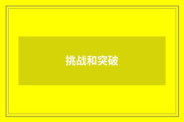 挑战和突破