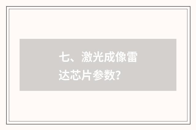 七、激光成像雷达芯片参数?