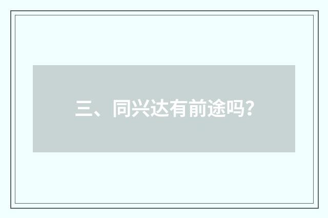 三、同兴达有前途吗?