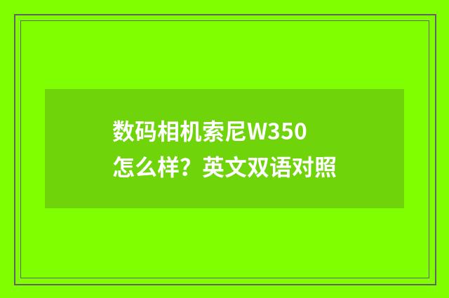 数码相机索尼W350怎么样?英文双语对照