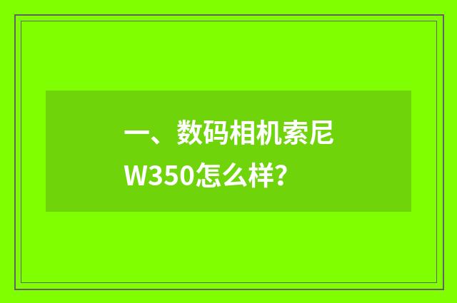 一、数码相机索尼W350怎么样?