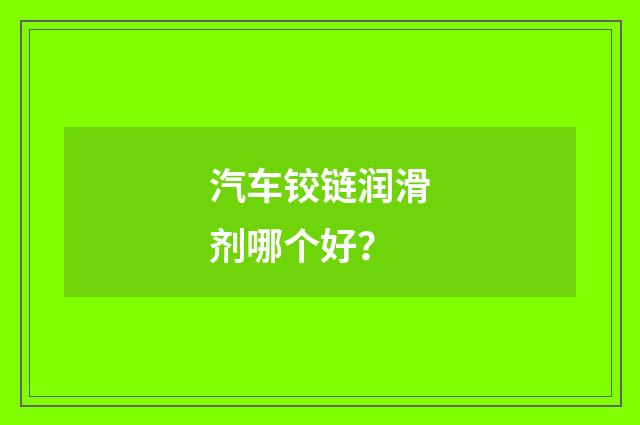 汽车铰链润滑剂哪个好?