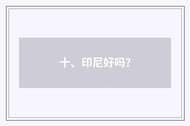 十、印尼好吗？