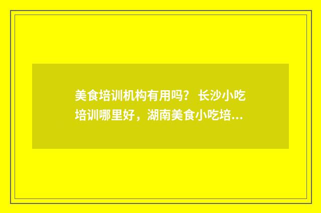 美食培训机构有用吗? 长沙小吃培训哪里好,湖南美食小吃培训机构?英文双语对照