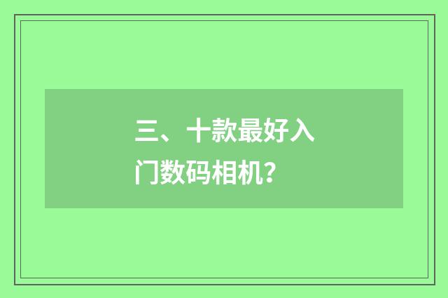 三、十款最好入门数码相机?