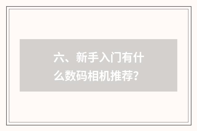 六、新手入门有什么数码相机推荐?