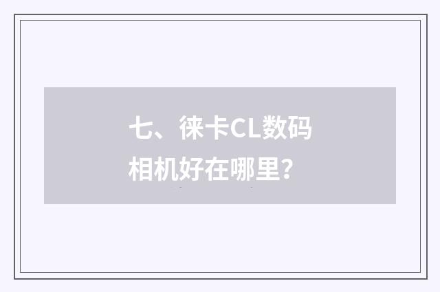 七、徕卡CL数码相机好在哪里？