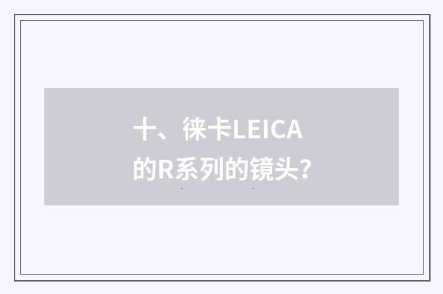 十、徕卡LEICA的R系列的镜头?