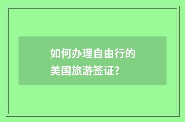 如何办理自由行的美国旅游签证?