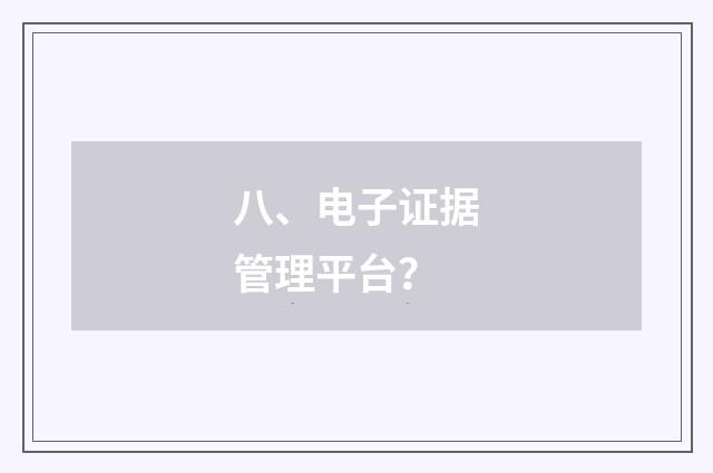 八、电子证据管理平台?