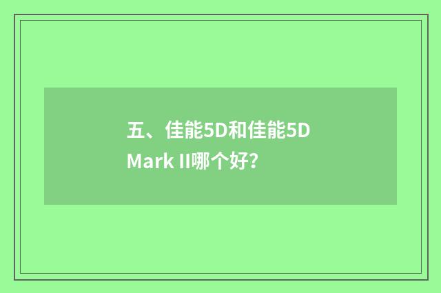 五、佳能5D和佳能5D Mark II哪个好?