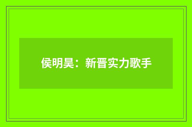 侯明昊:新晋实力歌手