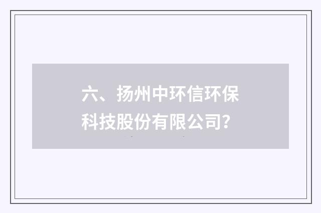 六、扬州中环信环保科技股份有限公司？