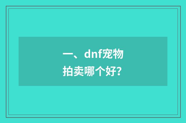 一、dnf宠物拍卖哪个好?