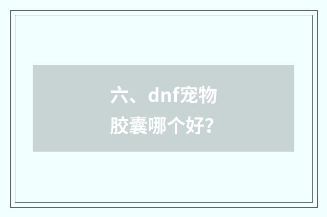 六、dnf宠物胶囊哪个好？
