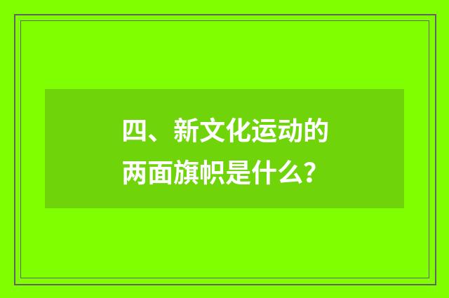 四、新文化运动的两面旗帜是什么?