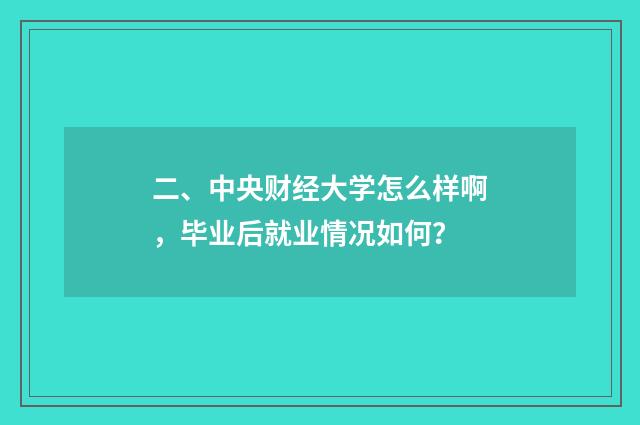 二、中央财经大学怎么样啊,毕业后就业情况如何?