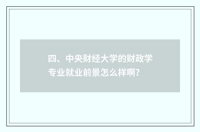 四、中央财经大学的财政学专业就业前景怎么样啊?