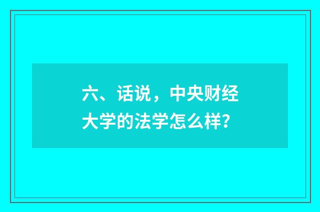 六、话说,中央财经大学的法学怎么样?