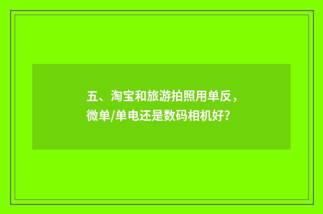 五、淘宝和旅游拍照用单反,微单/单电还是数码相机好?