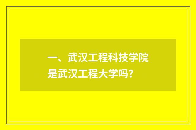 一、武汉工程科技学院是武汉工程大学吗?