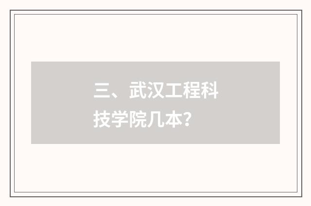 三、武汉工程科技学院几本?